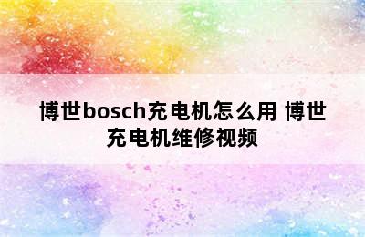 博世bosch充电机怎么用 博世充电机维修视频